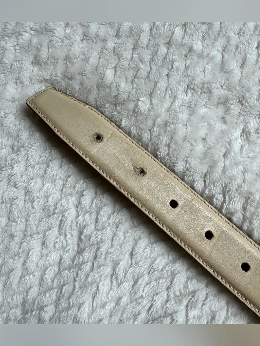 VTG 90s Salvatore Ferragamo Leather Belt S 30” Beige Gold Tone Buckle Italy